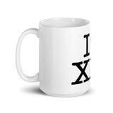 White glossy mug I Heart XFL